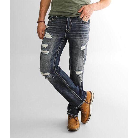 BKE Jake Bootcut Stretch Jeans Men’s 30x32 Macon Wash Distressed Denim NEW~NWT